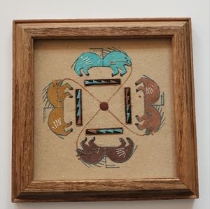 Authentic Navajo Sandpainting used in a religious ceremony.  Signed by artist